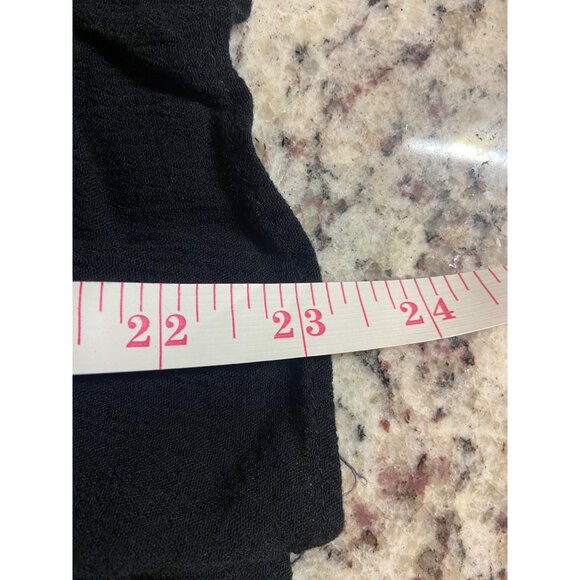 New Direction Womens Peasant Blouse Black Small Crinkle Lace Ruffle Hem Boho - Picture 6 of 6